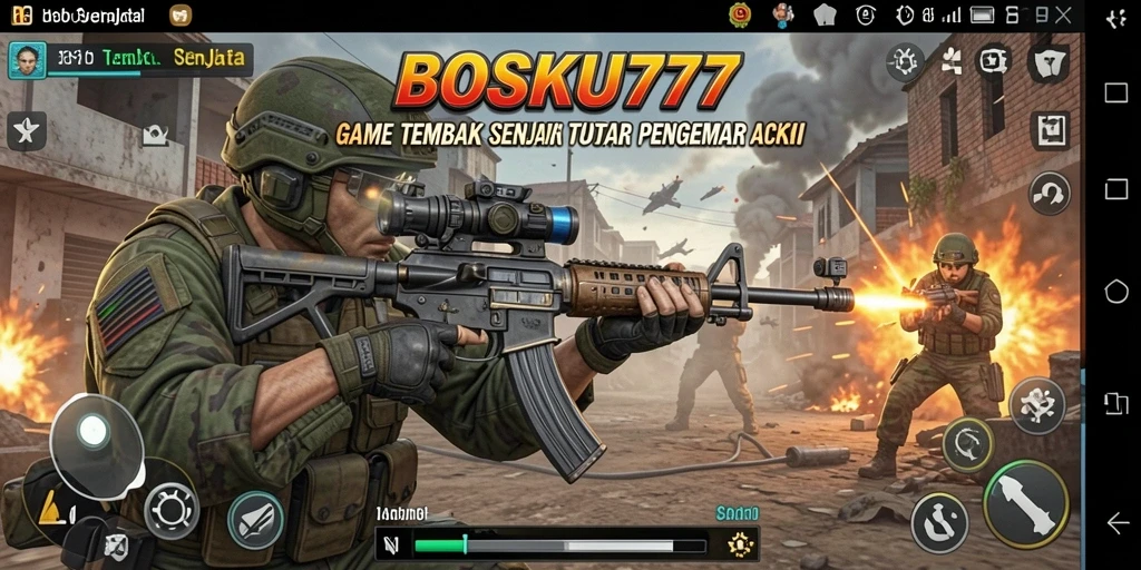 Antarmuka BOSKU777 menampilkan aksi tembak-menembak yang mendebarkan.