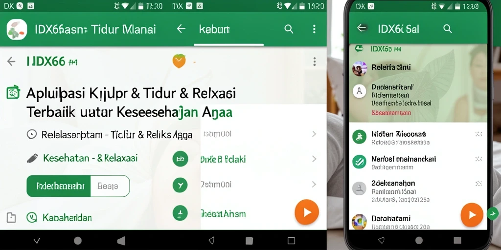 Antarmuka aplikasi IDX66 dengan fitur tidur yang menenangkan.