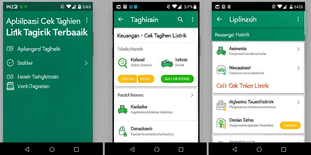 Tampilan utama antarmuka aplikasi IN22 untuk cek tagihan listrik.