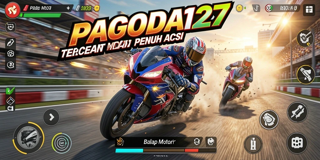 Tampilan antarmuka PAGODA127 dengan lintasan balap motor yang mendebarkan.