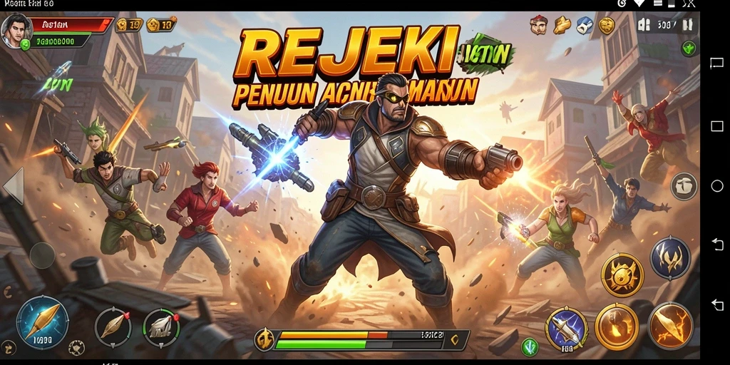 Tampilan antarmuka permainan REJEKI dengan aksi yang mendebarkan.