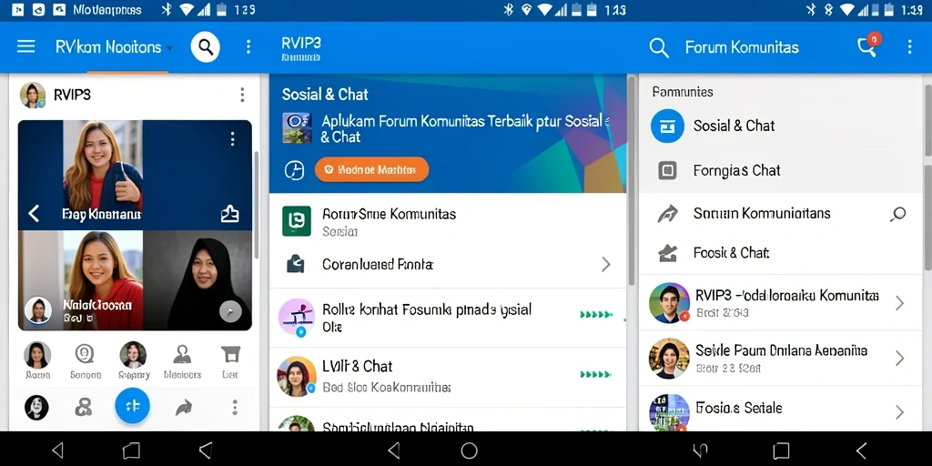 Antarmuka aplikasi Forum Komunitas RVIP3 yang ramah pengguna.