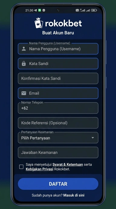 Cara Mudah Daftar Akun Rokokbet untuk Pengguna Android