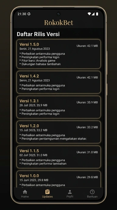 Riwayat Pembaruan Terbaru Aplikasi rokokbet